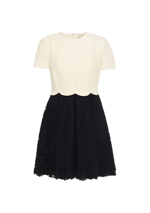 Valentino Garavani scalloped-edge lace-panel mini dress - Black