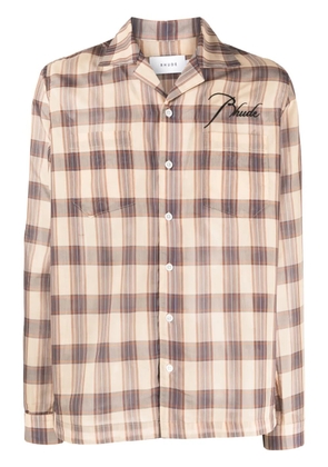 RHUDE sheer plaid-print shirt - Neutrals