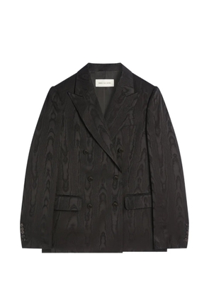 DRIES VAN NOTEN double breasted moiré blazer - Black