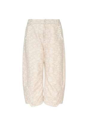 Renli Su floral-print cropped trousers - Neutrals