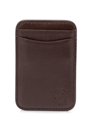 Brunello Cucinelli grained leather card holder - Brown