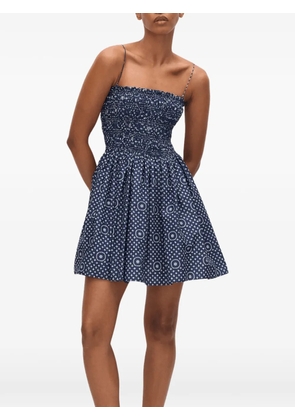 Matteau Shirred Bodice geometric-print mini dress - Blue