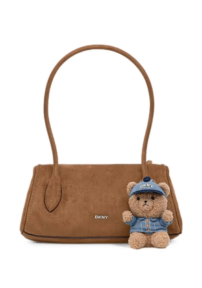 DKNY logo-plaque teddy-bear-charm tote bag - Brown