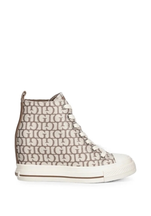GUESS USA monogram-print lace-up sneakers - Neutrals