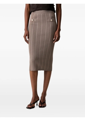 GUESS USA cable-knit button-detail midi skirt - Neutrals