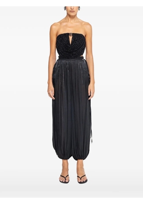 NISSA crystal-embellished tulle crop top - Black