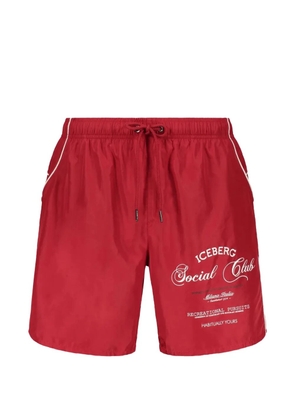 Iceberg logo-print piped swim shorts - Red