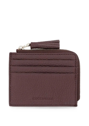 Coccinelle small Tassel pebbled-leather cardholder - Brown