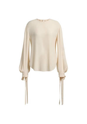 Alberta Ferretti tie-cuff long-sleeve blouse - Neutrals