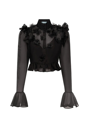 Leo Lin Maeve petal-embellished ruffled blouse - Black