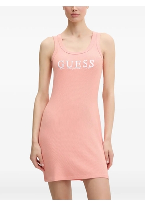 GUESS USA logo-embroidered ribbed dress - Pink