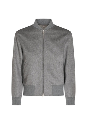 Lardini ribbed-trim wool bomber jacket - Grey