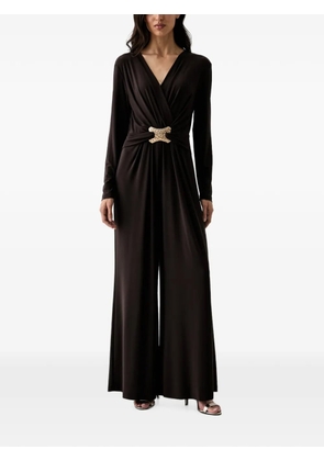 Joseph Ribkoff hammered-buckle wrap-style jumpsuit - Brown