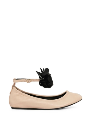 Lanvin flower-embellished ankle-strap ballet flats - Pink