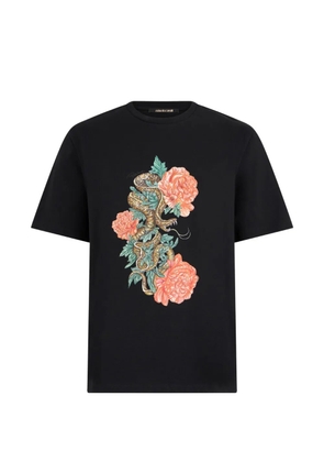 Roberto Cavalli snake floral-print T-shirt - Black