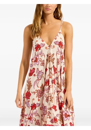 Seafolly floral-print handkerchief-hem maxi dress - Neutrals