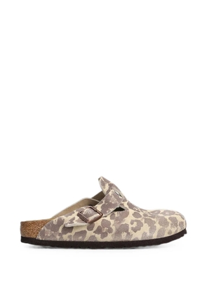 Birkenstock Boston animalier-print suede mules - Neutrals
