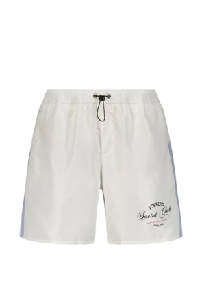 Iceberg logo-print graphic-print beach shorts - White