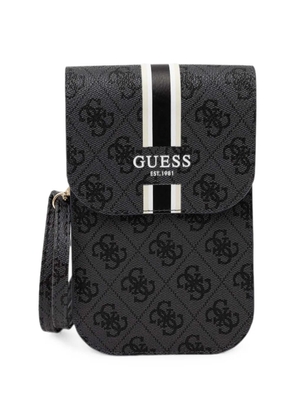 GUESS USA monogram-print striped phone bag - Black