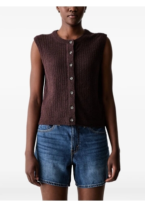 Marc O'Polo pointelle-knit button-up cardigan - Brown