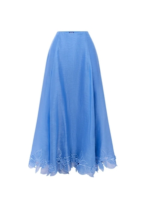 Leo Lin Leila appliqué midi skirt - Blue