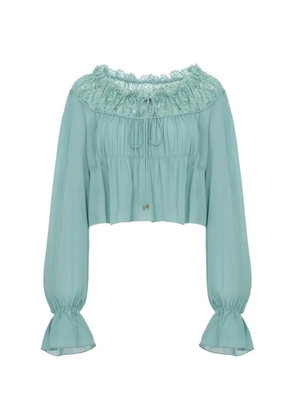 Chloé scoop-neck cropped silk blouse - Blue