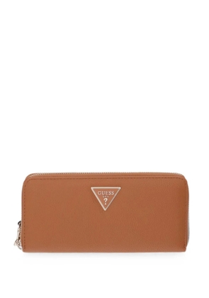 GUESS USA logo-plaque wristlet wallet - Brown
