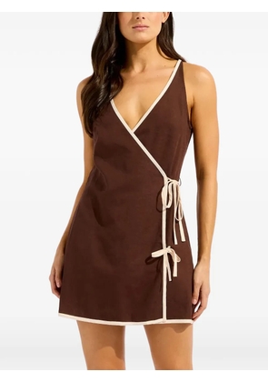Seafolly contrast-trim wrap mini dress - Brown