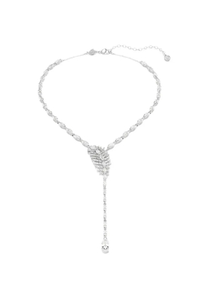 Swarovski crystal-embellished feather-motif necklace - Silver