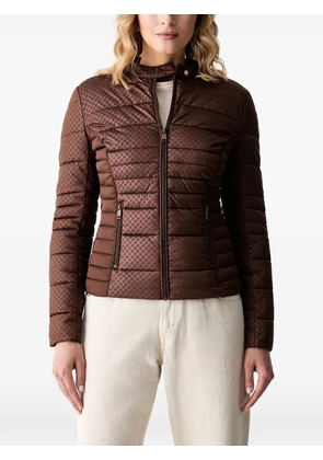 GUESS USA quilted logo-patch jacket - Brown