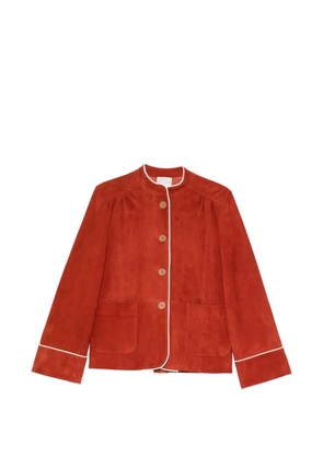 Forte Forte piped-trim suede jacket - Brown