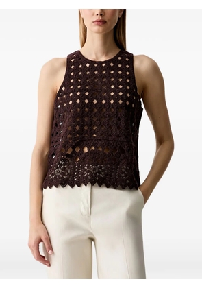 Sisley crochet-knit scalloped-edge sleeveless top - Brown