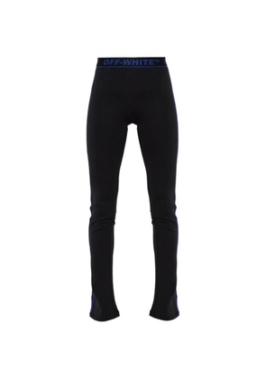 Off-White logo-waistband flared-leg trousers - Black
