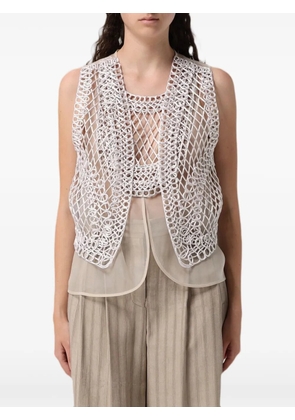 Emporio Armani crochet-knit asymmetric gilet - White