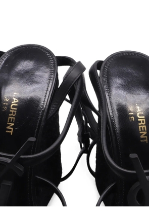Saint Laurent Pre-Owned Cassandra wedge sandals - Black