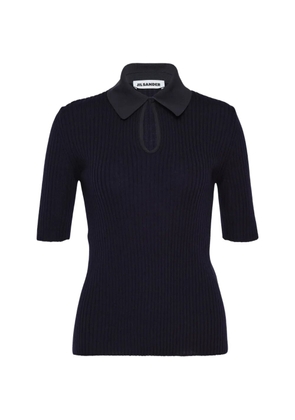 Jil Sander ribbed-knit keyhole polo shirt - Grey