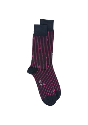 Paul Smith musical-note pinstripe socks - Blue