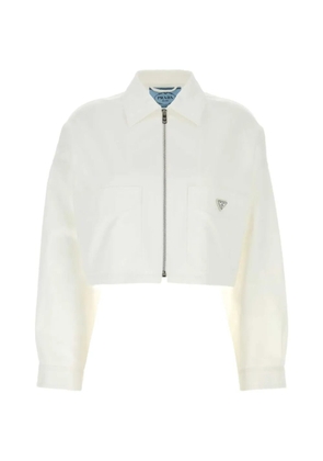 Prada cropped logo-plaque jacket - White