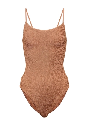 Hunza G spaghetti-strap textured swimsuit - Brown
