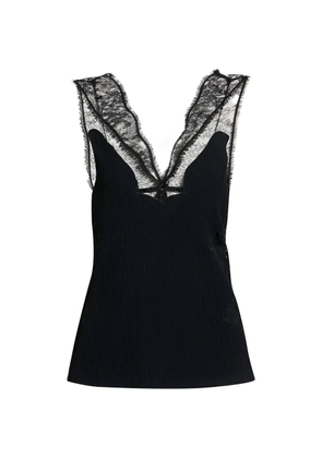 Givenchy lace-paneled plissé-crepe top - Black