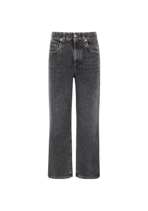 Brunello Cucinelli monili-trimmed straight-leg jeans - Grey