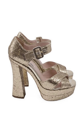 Miu Miu Pre-Owned Mary Jane cross-strap sandals - Gold