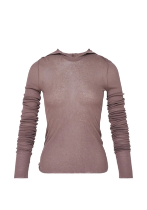 Rick Owens hooded ribbed T-shirt - Purple