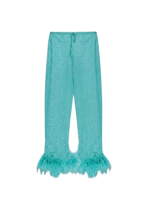 Oséree feather-trim trousers - Blue