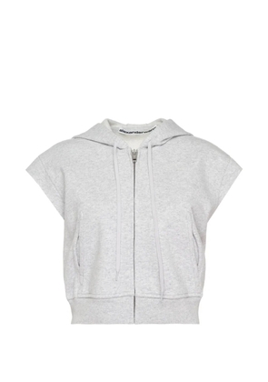 Alexander Wang zip-up short-sleeve hoodie - Grey