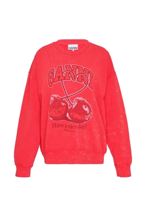 GANNI cherry-print acid-wash sweatshirt - Red