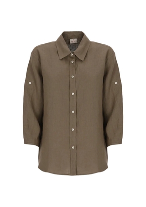 EMME button-up three-quarter-sleeved shirt - Brown