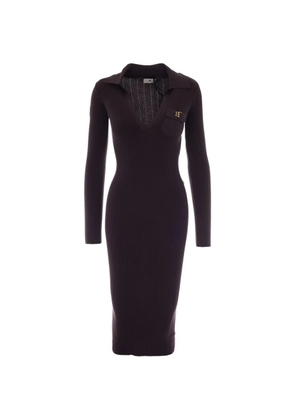Elisabetta Franchi logo-plaque ribbed-knit midi dress - Brown