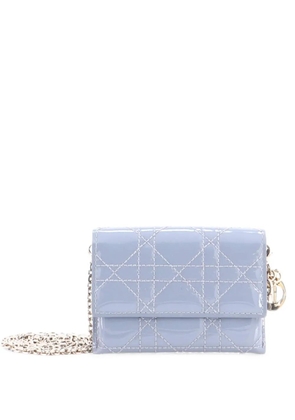 Christian Dior Pre-Owned Lady Dior Nano Pouch Cannage Quilt Patent belt bag - Blue