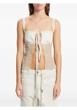 Ann Demeulemeester embroidered silk top - Neutrals